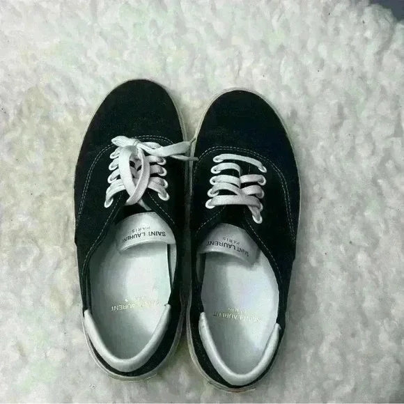 Saint Laurent Black Bedford Glitter Court Classic Sneakers - Picture 2 of 9